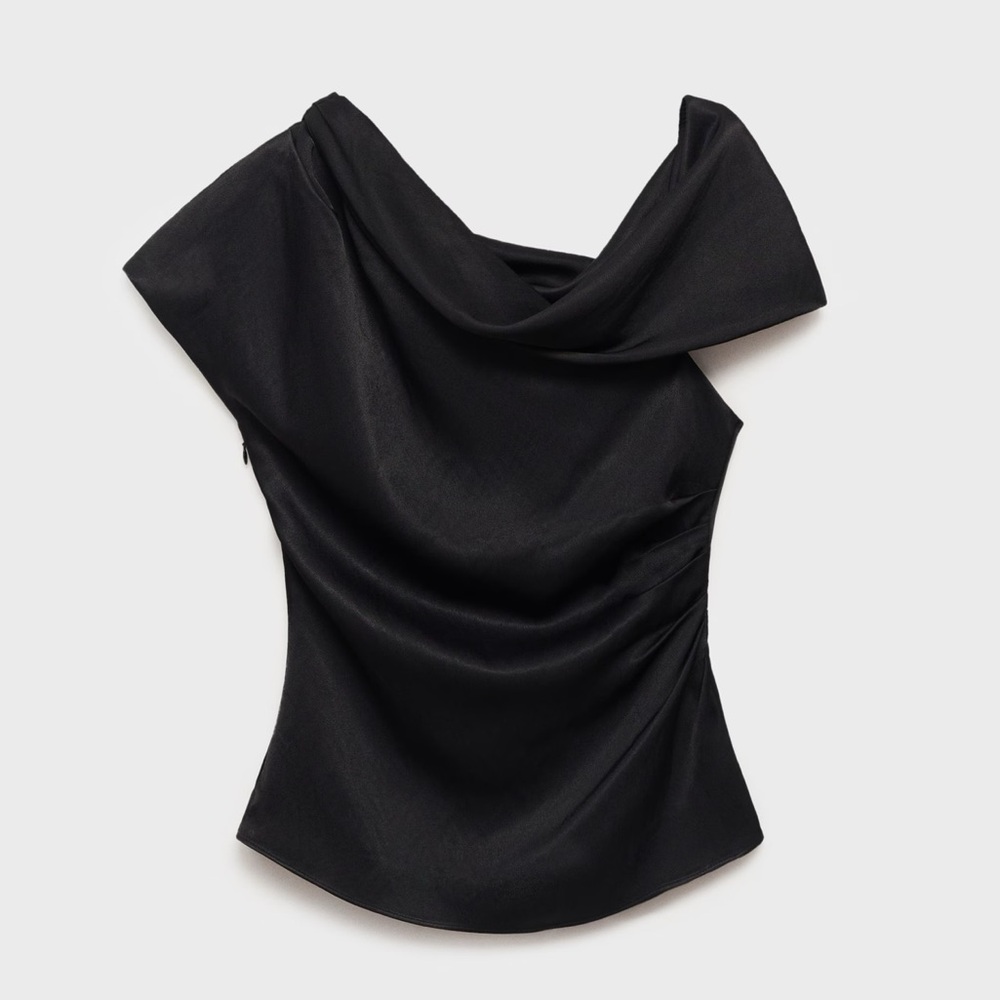 Mango Short-Sleeved Draped Blouse